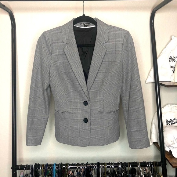 𝅺express Gray Elbow Patch Blazer - Picture 1 of 7